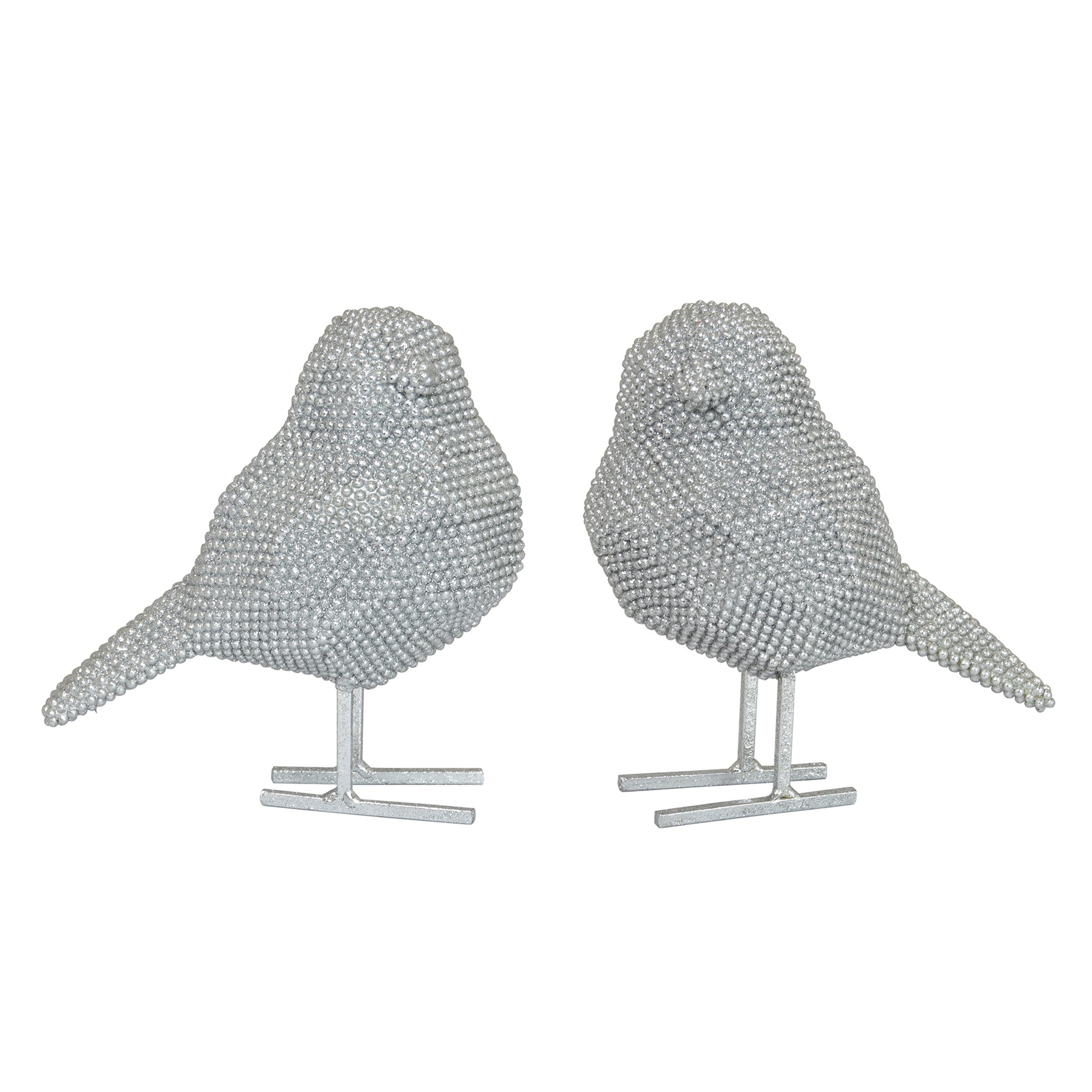 Set of 2 Mirrored Bird Figurines 6.5"W x 7"H