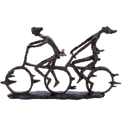 Two People Riding Bike Sculpture 21"W x 13"H