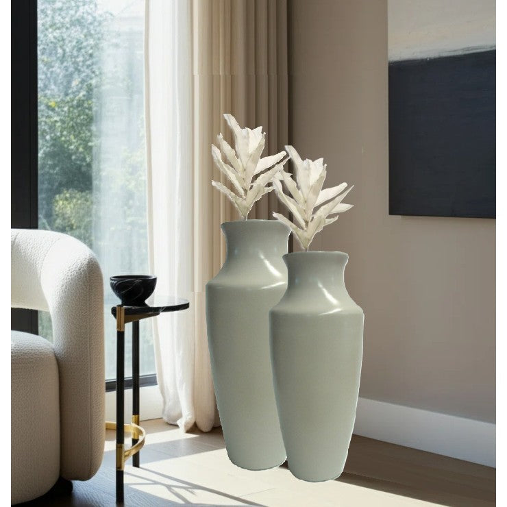 Medium Cream Ceramic Floor Vase 14"W x 38"H