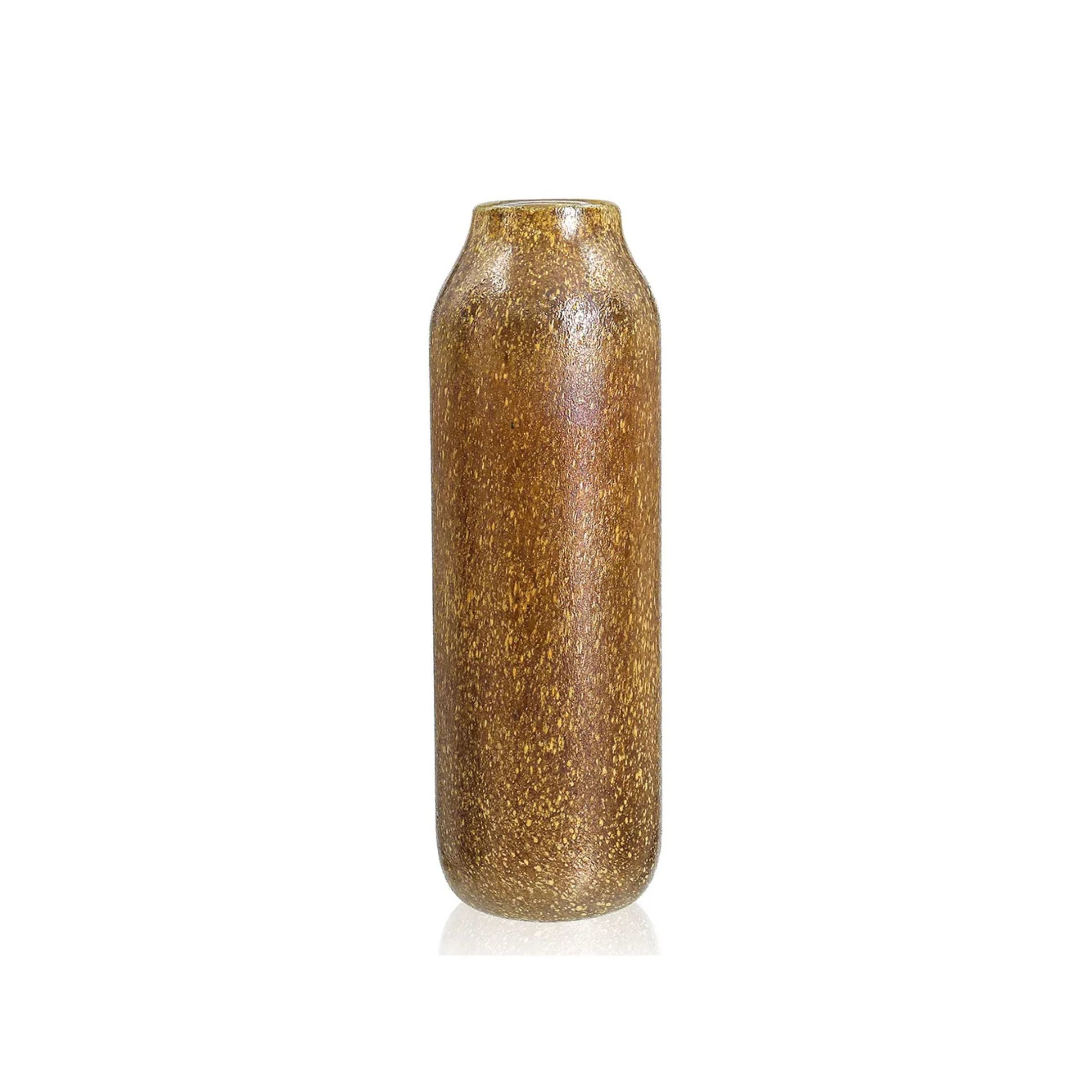 Tall Amber Glass Vase 5"W x 15"H