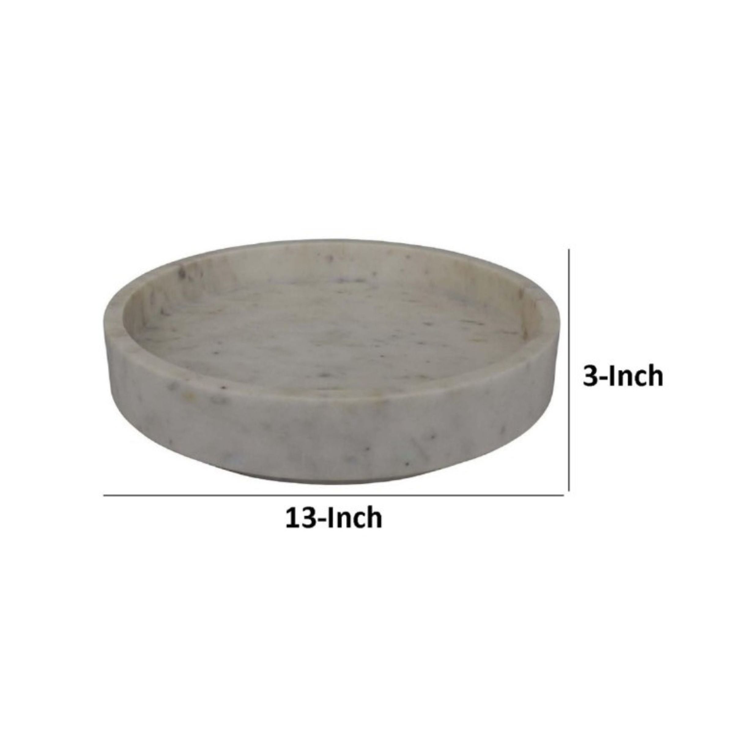 White Marble Bowl 13"W x 3"H