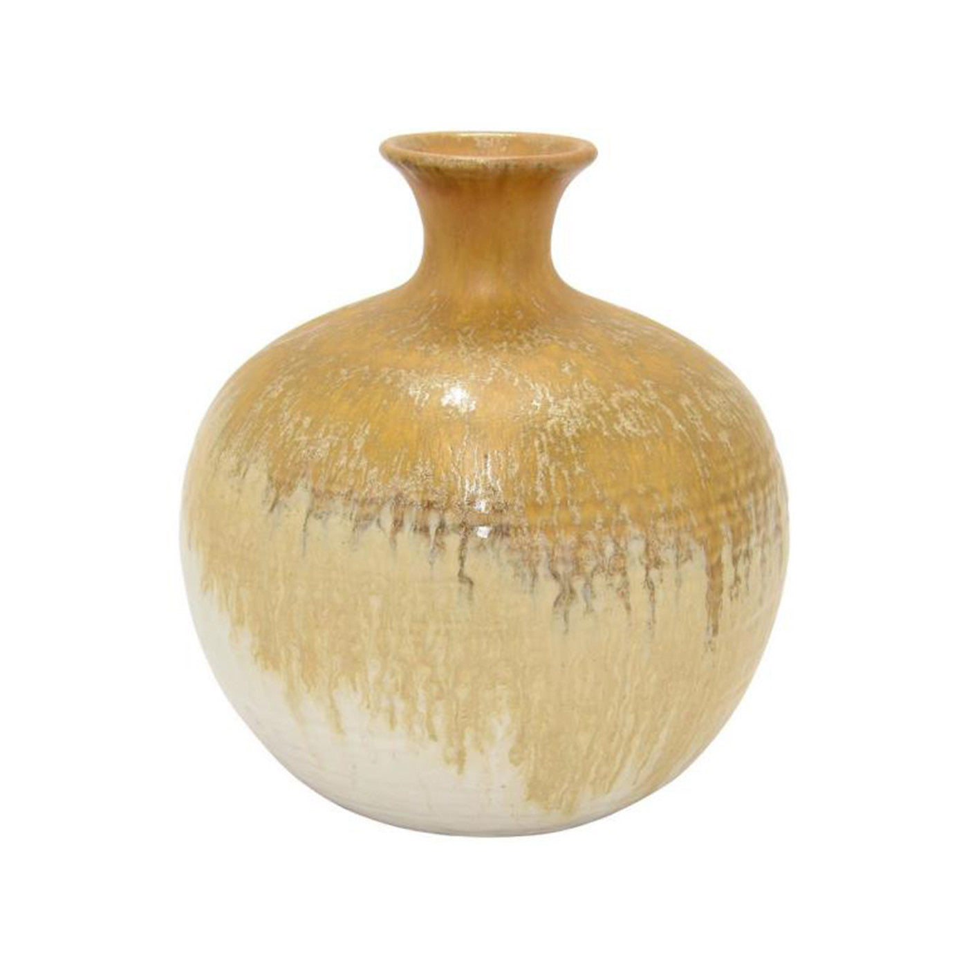 Small Mustard Ceramic Vase 8"W x 8.5"H