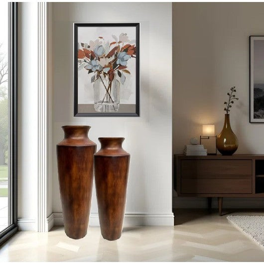 Small Mocha Alas Ceramic Floor Vase 10"W x 30"H