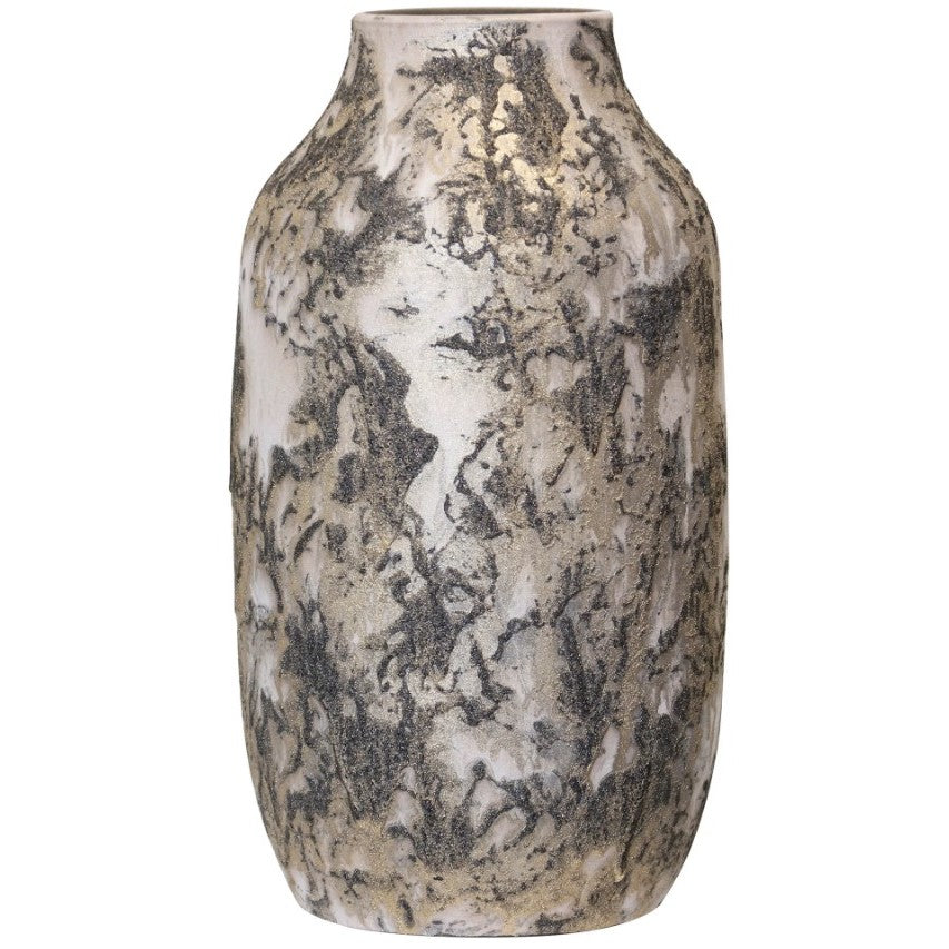 Short Tan, Black, and Gold Vase 16"H
