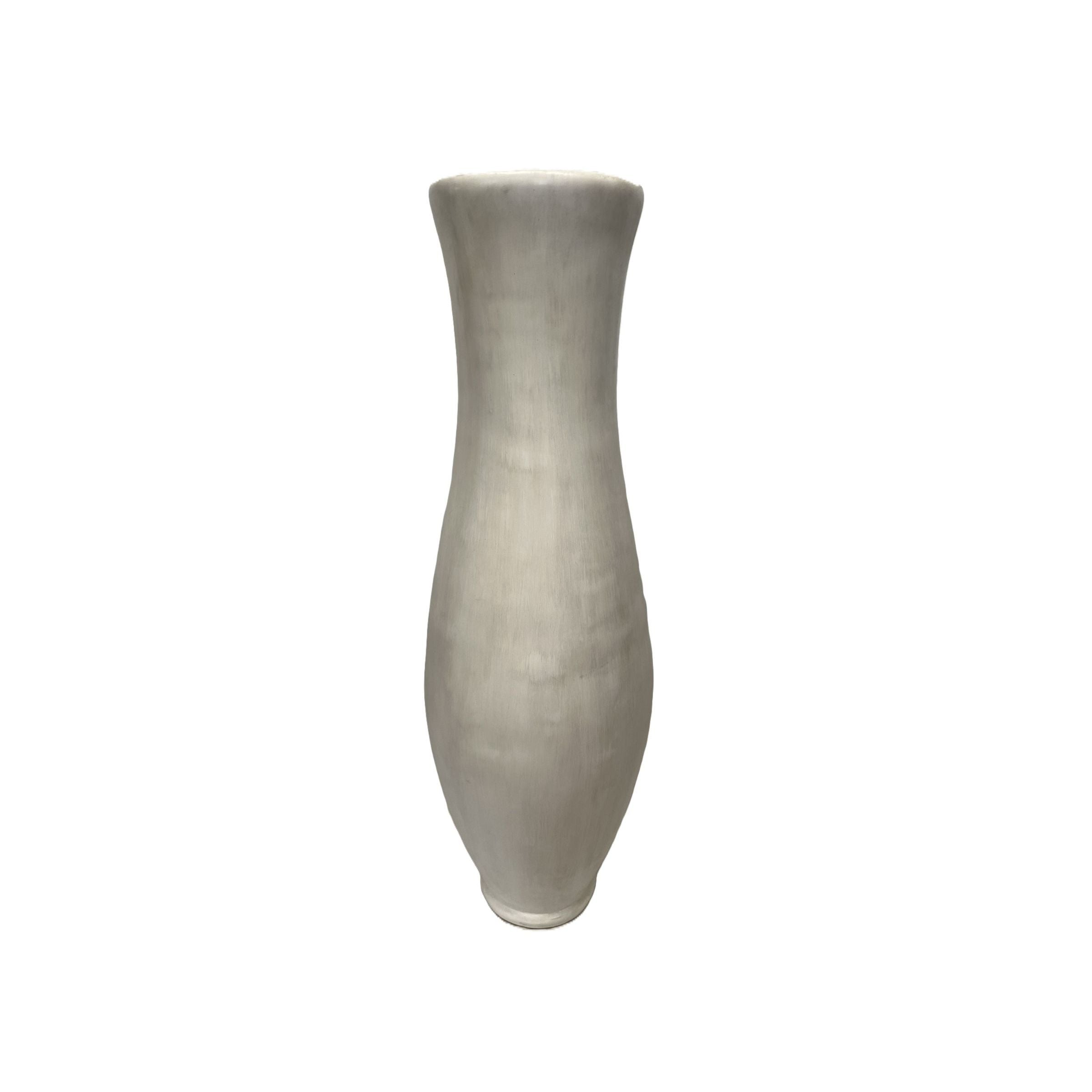 Medium White Polished Ceramic Floor Vase 13"W X 40"H