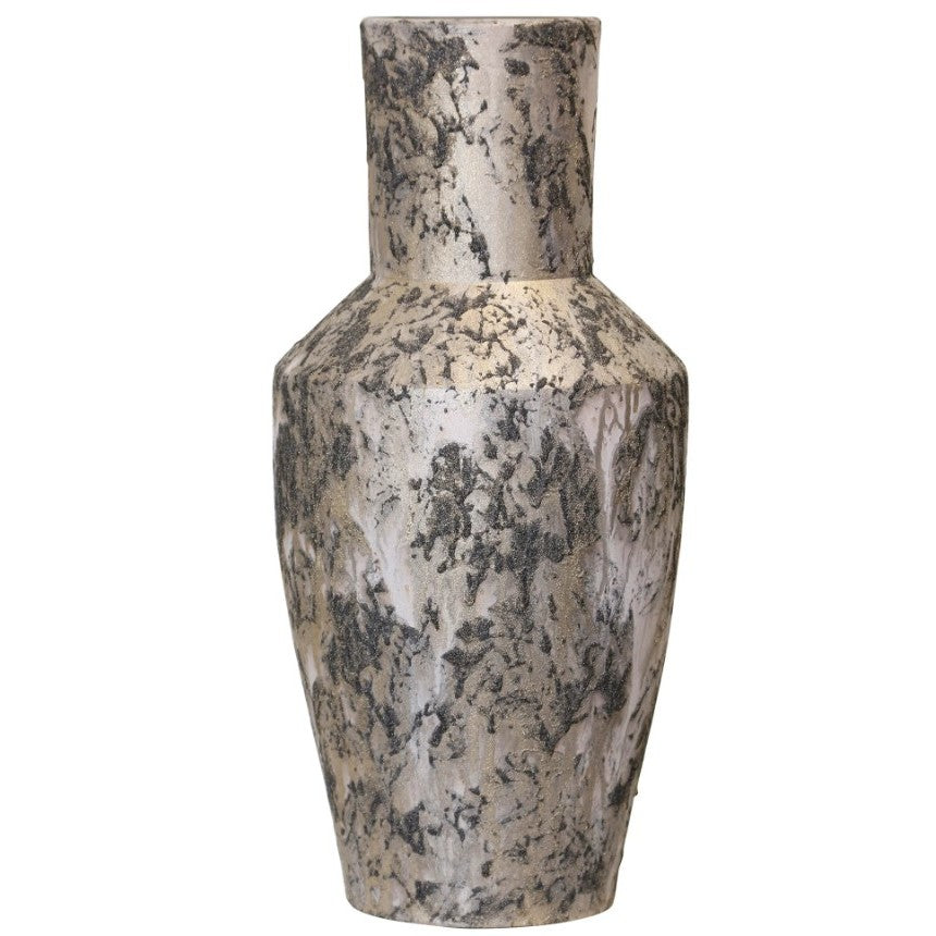 Tall Tan, Black, and Gold Vase 20"H