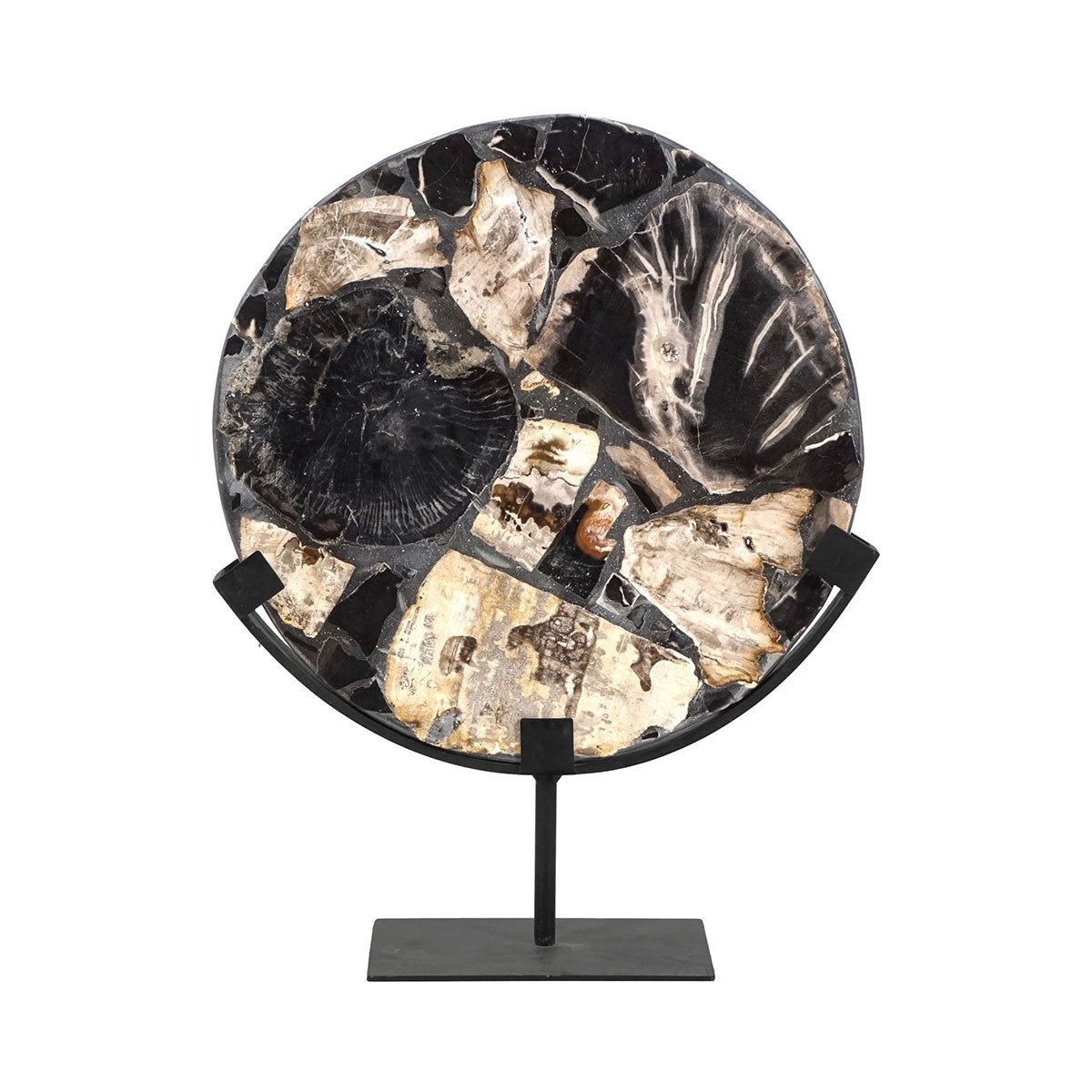 Black and Cream Sculpture with Stand 12"W x 16"H