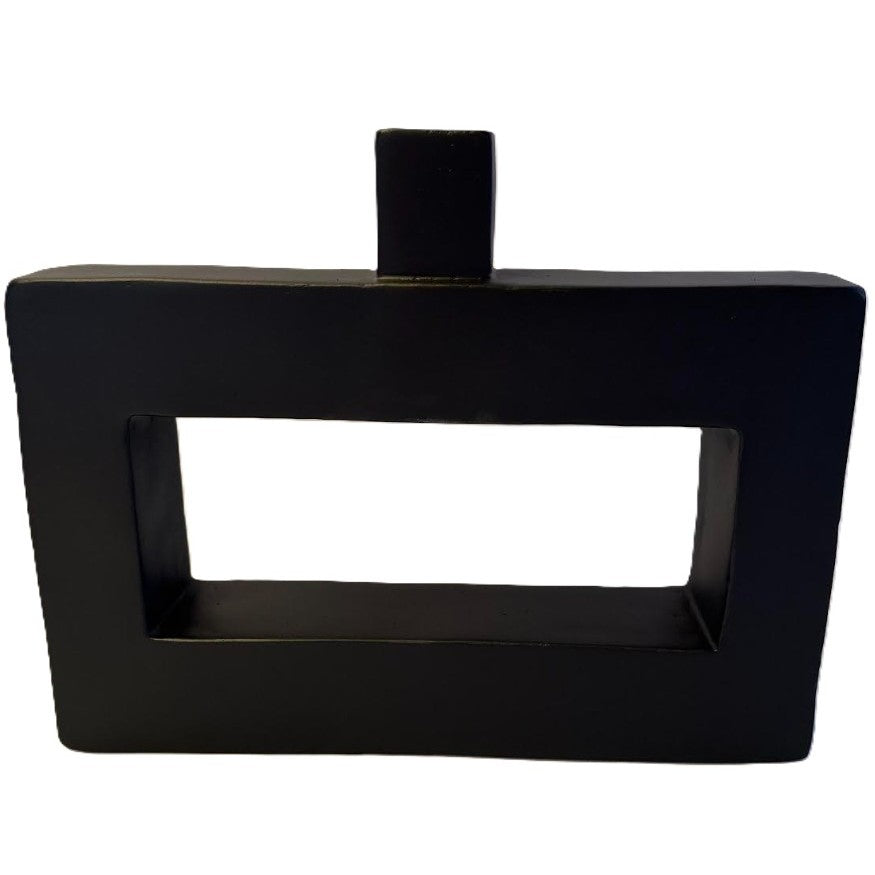 Rectangular Black Ceramic Vase 16"W X 12"H