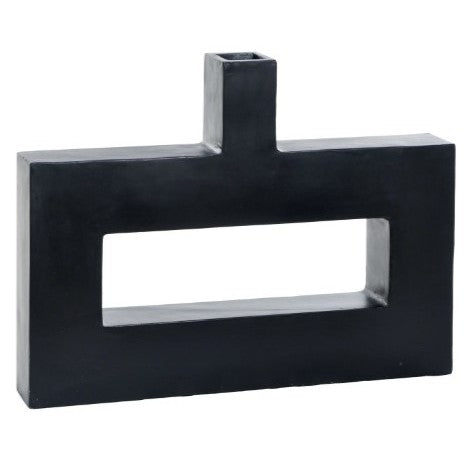 Rectangular Black Ceramic Vase 16"W X 12"H