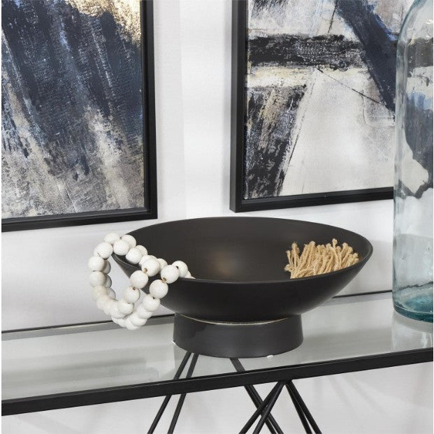Black Ceramic Bowl 16"W x 6"H