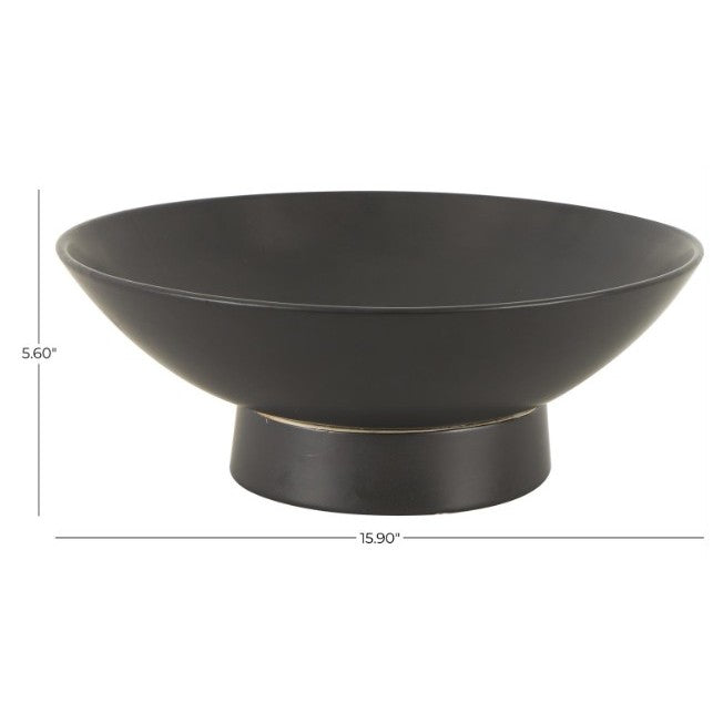 Black Ceramic Bowl 16"W x 6"H