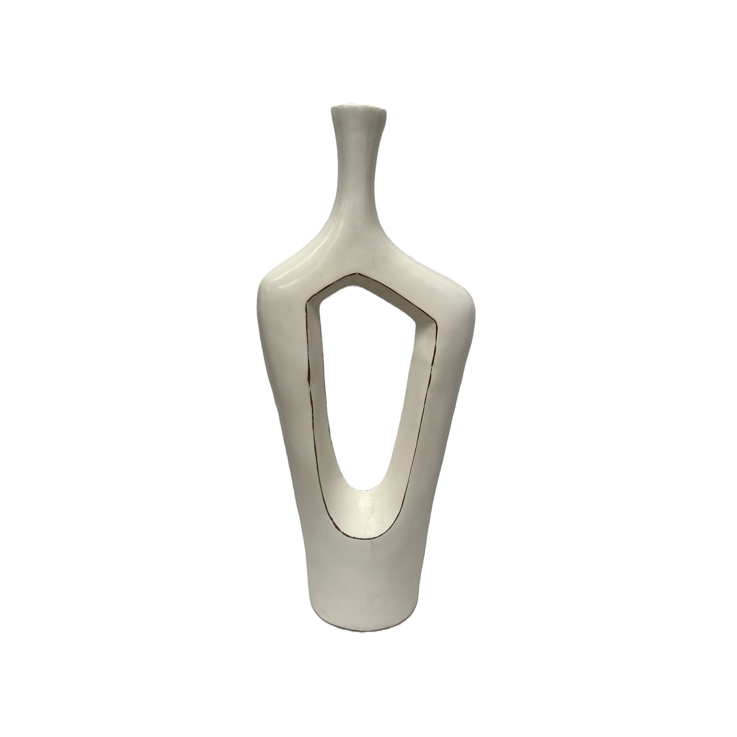 Medium White Ceramic Floor Vase 15"W X 52"H