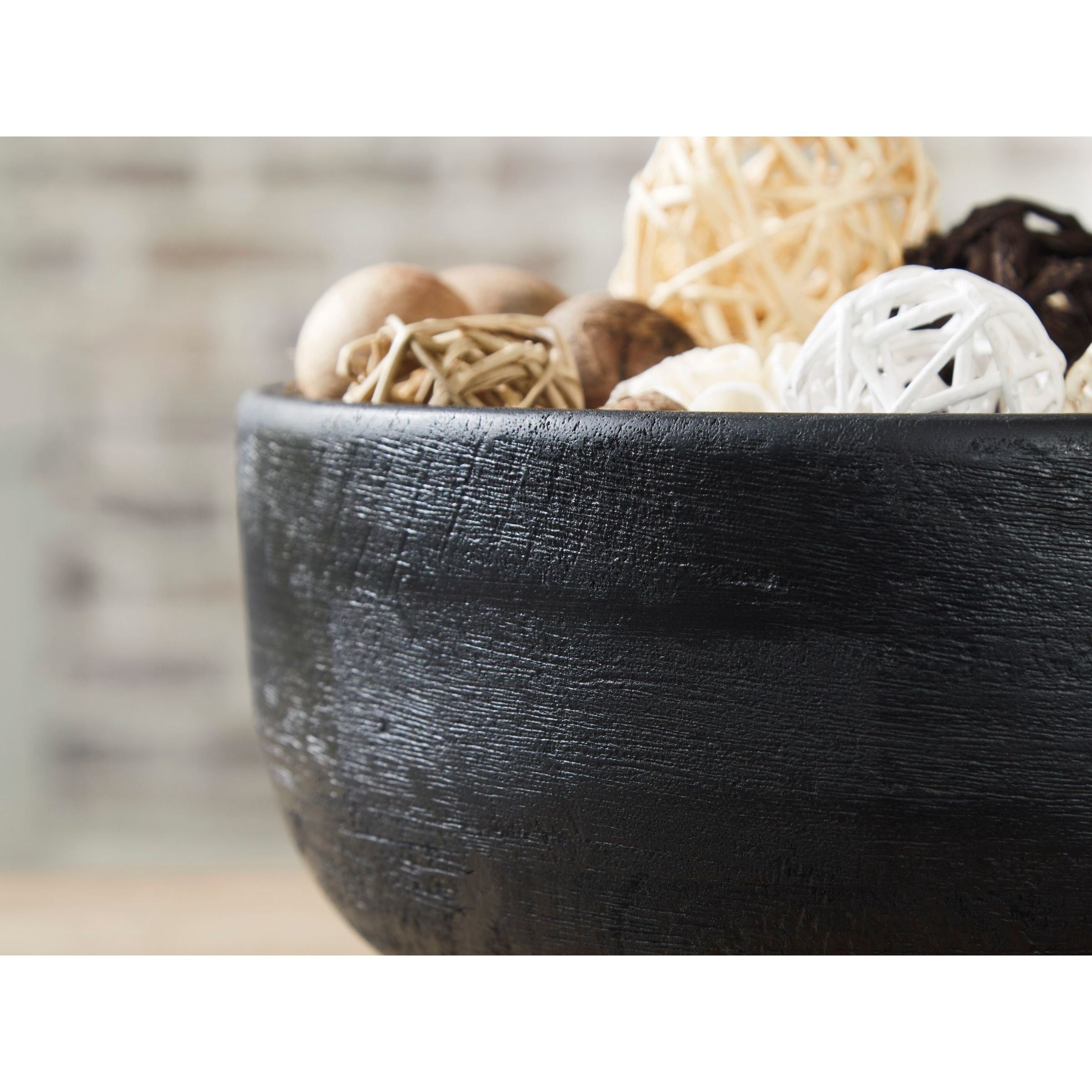 Black Wood Bowl 12"W x 6"H