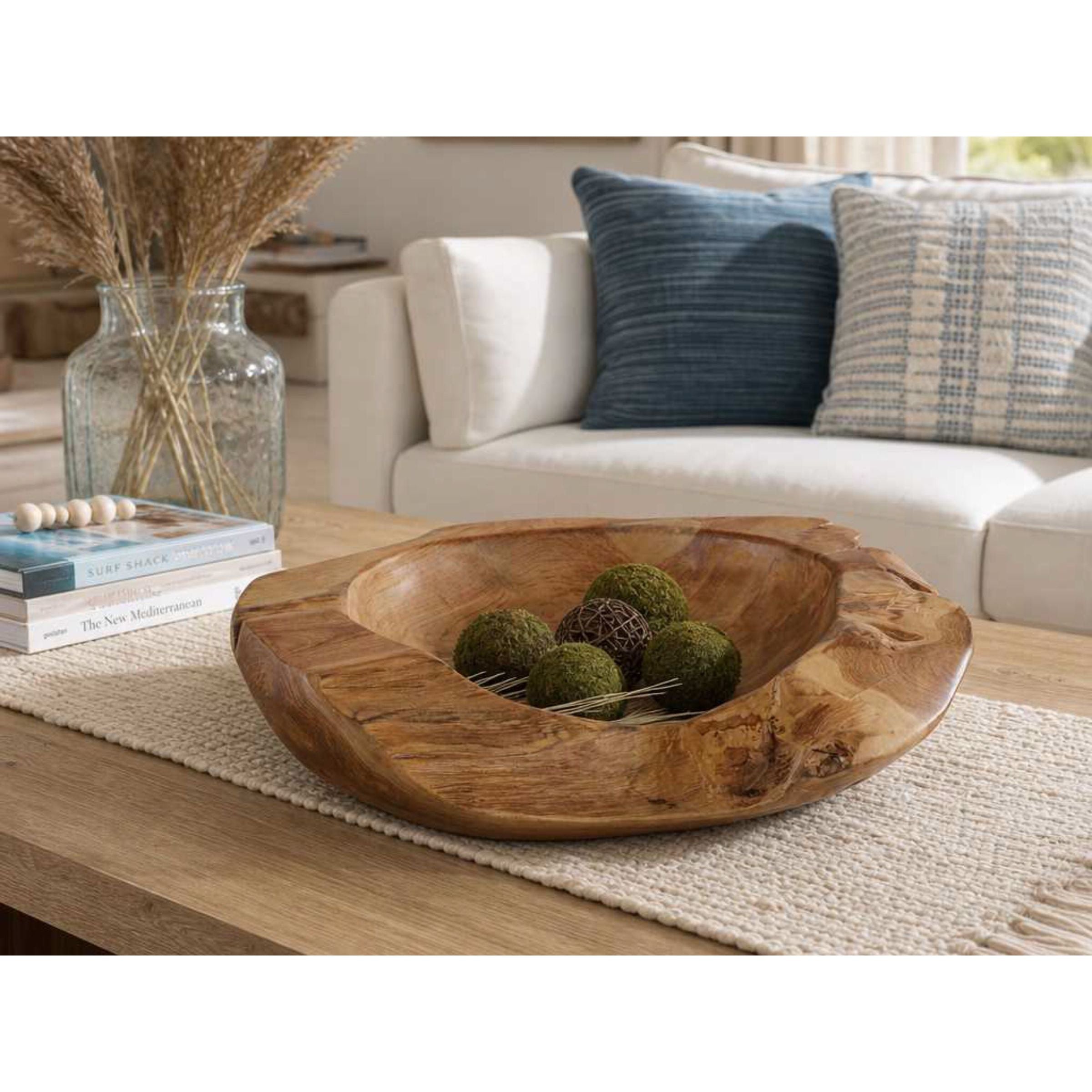 Rustic Wood Bowl 24"W x 4"H