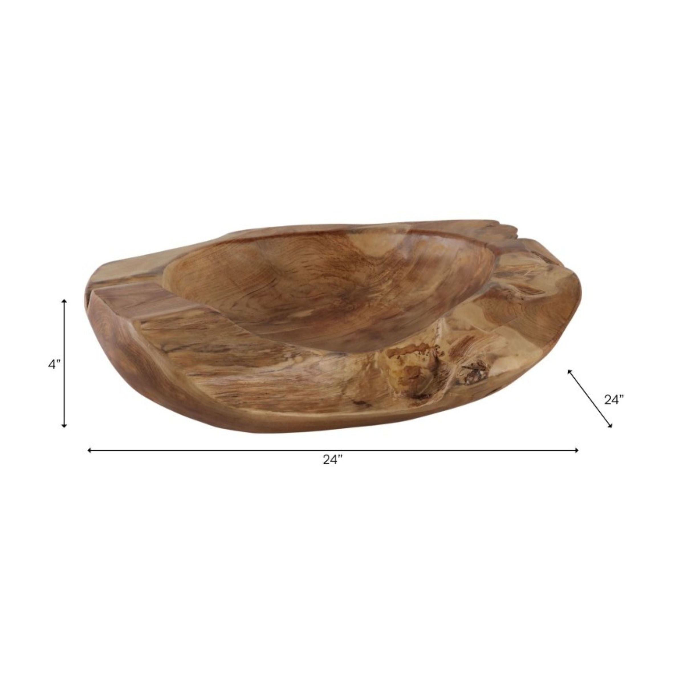 Rustic Wood Bowl 24"W x 4"H