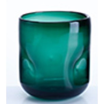 Small Green Glass Vase 5.9"W x 7.3"H