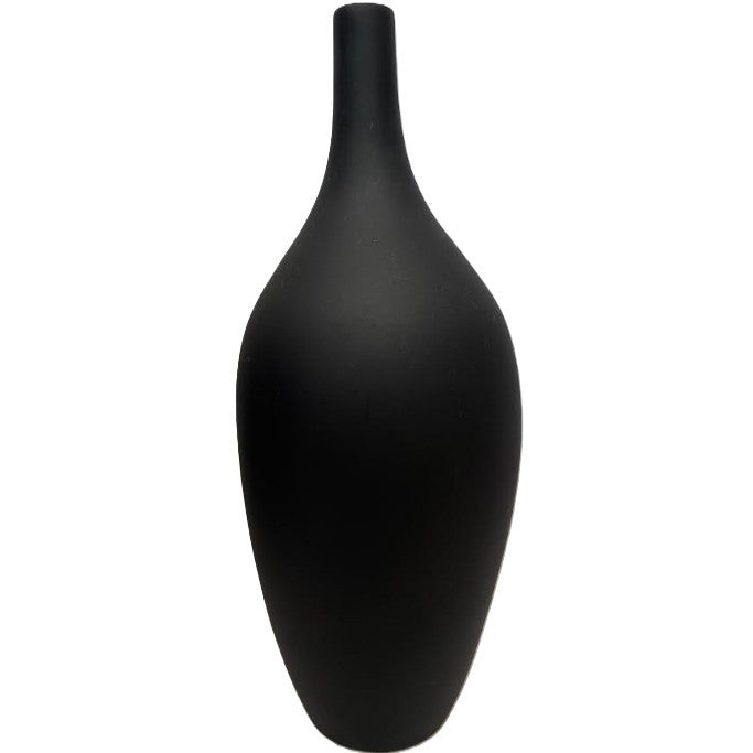 Medium Black Ceramic Vase 6"W X 16"H