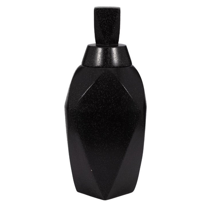 Large Black Ceramic Jar with Lid 10"W x 23"H