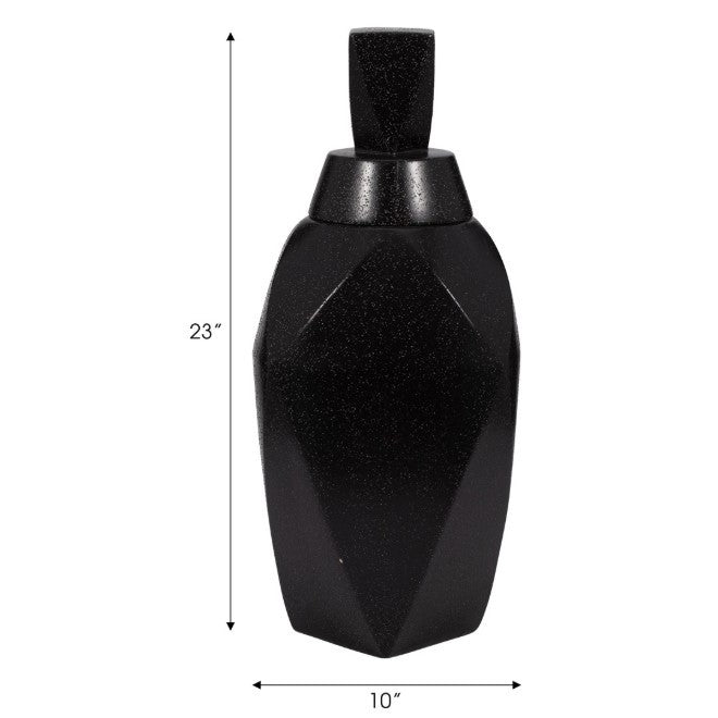 Large Black Ceramic Jar with Lid 10"W x 23"H