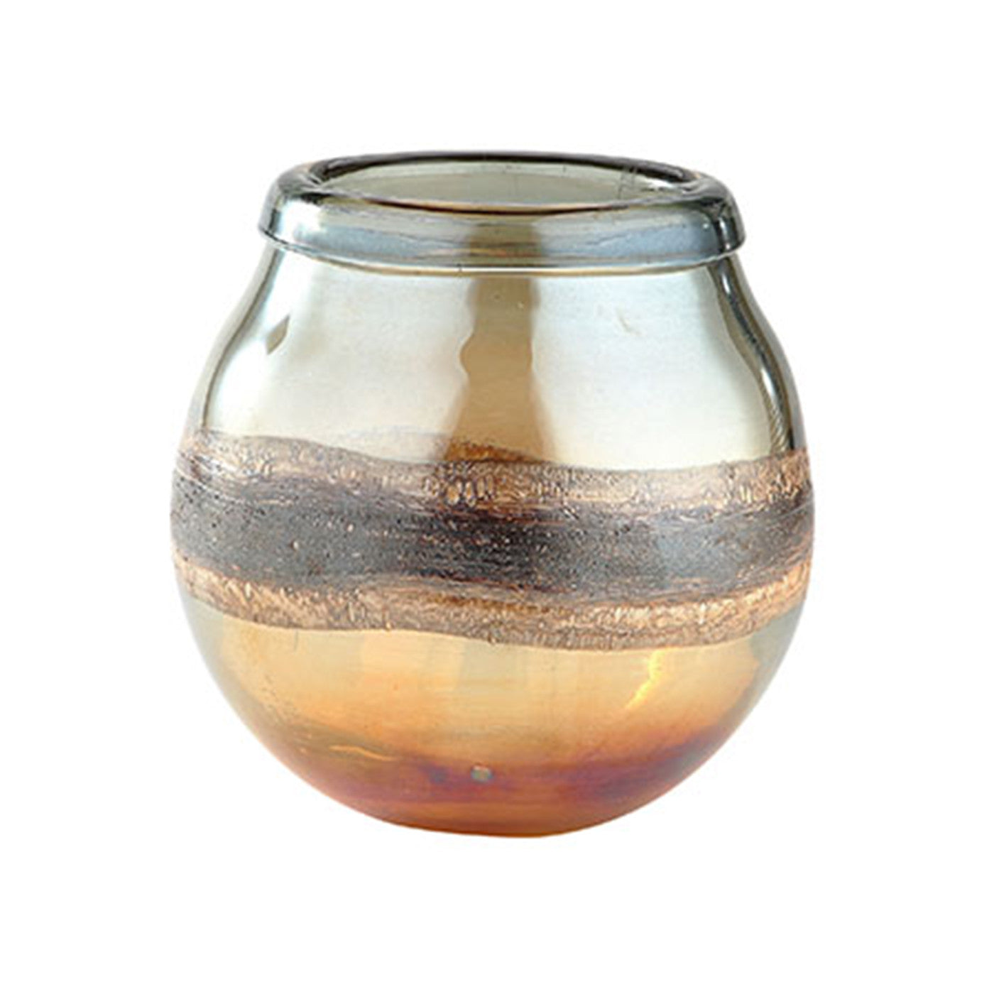 Small Gold and Brown Vase 7"W x 6.5"H