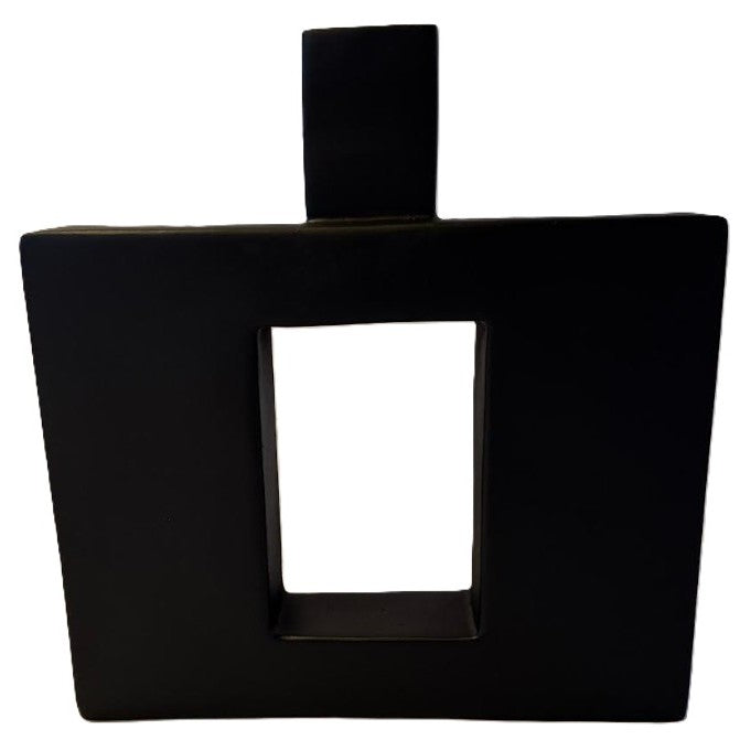 Square Black Ceramic Vase 12"W X 14"H