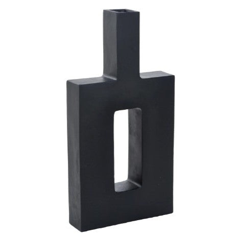 Square Black Ceramic Vase 12"W X 14"H