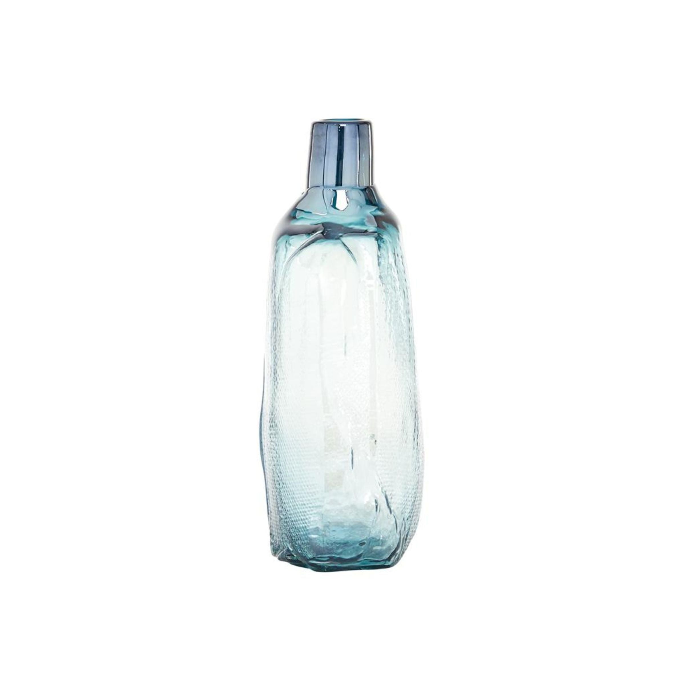 Tall Blue Glass Vase 10"W x 16"H