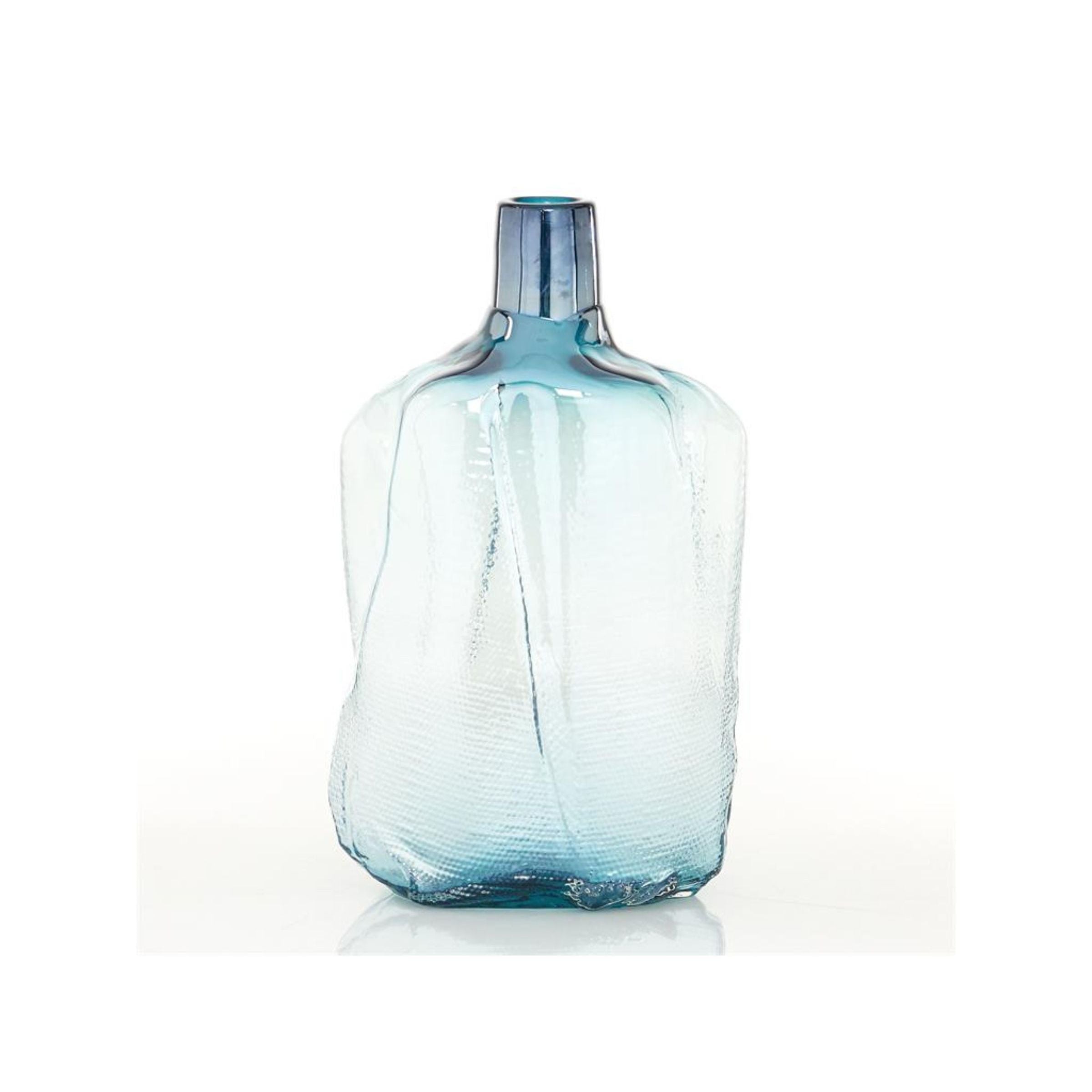 Tall Blue Glass Vase 10"W x 16"H