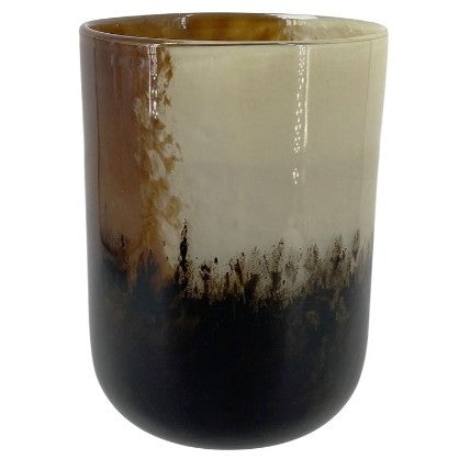 Small Amber and Cream Glass Vase 6.5"W x 8.7"H