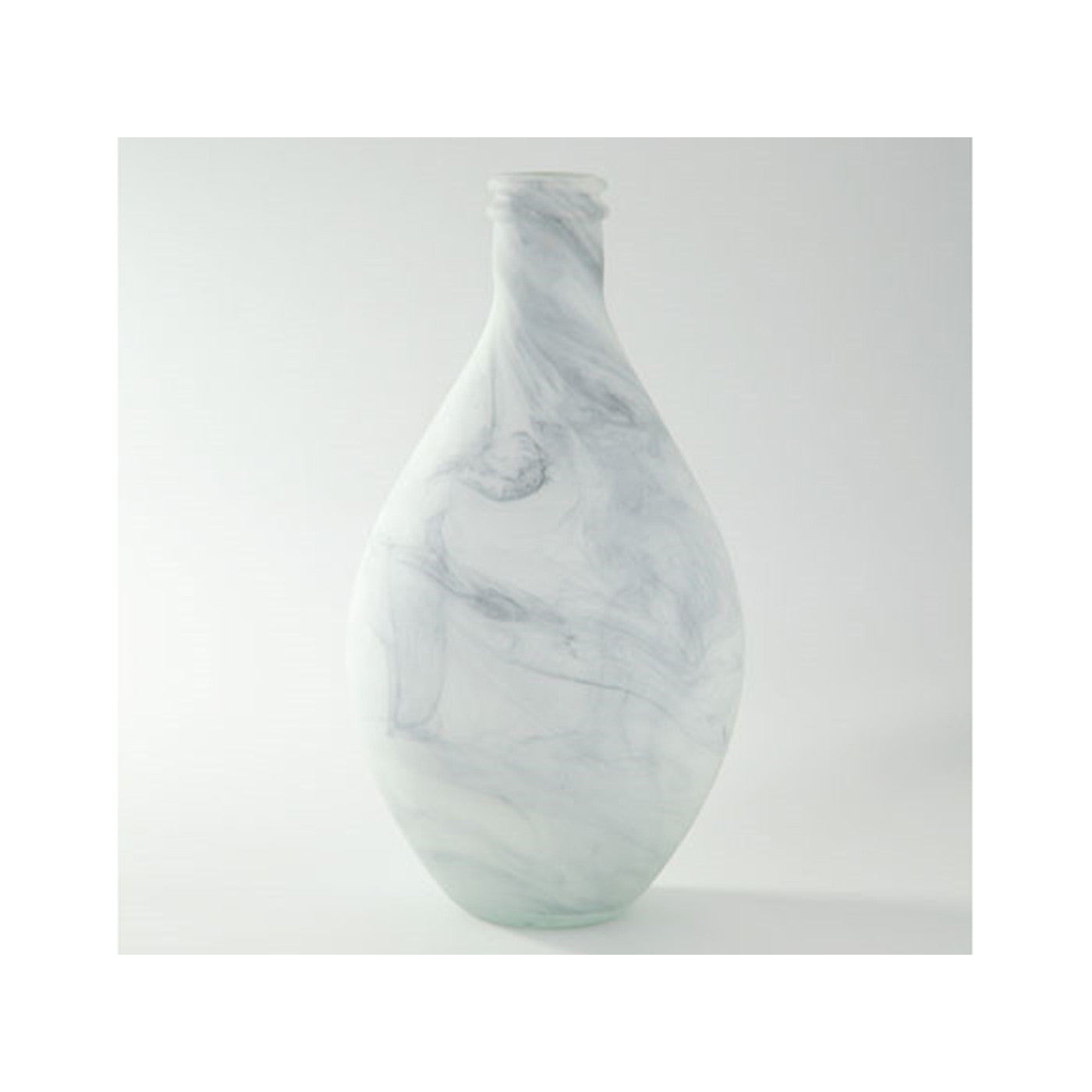 White and Grey Glass Marbled Vase 8"W x 14.5"H