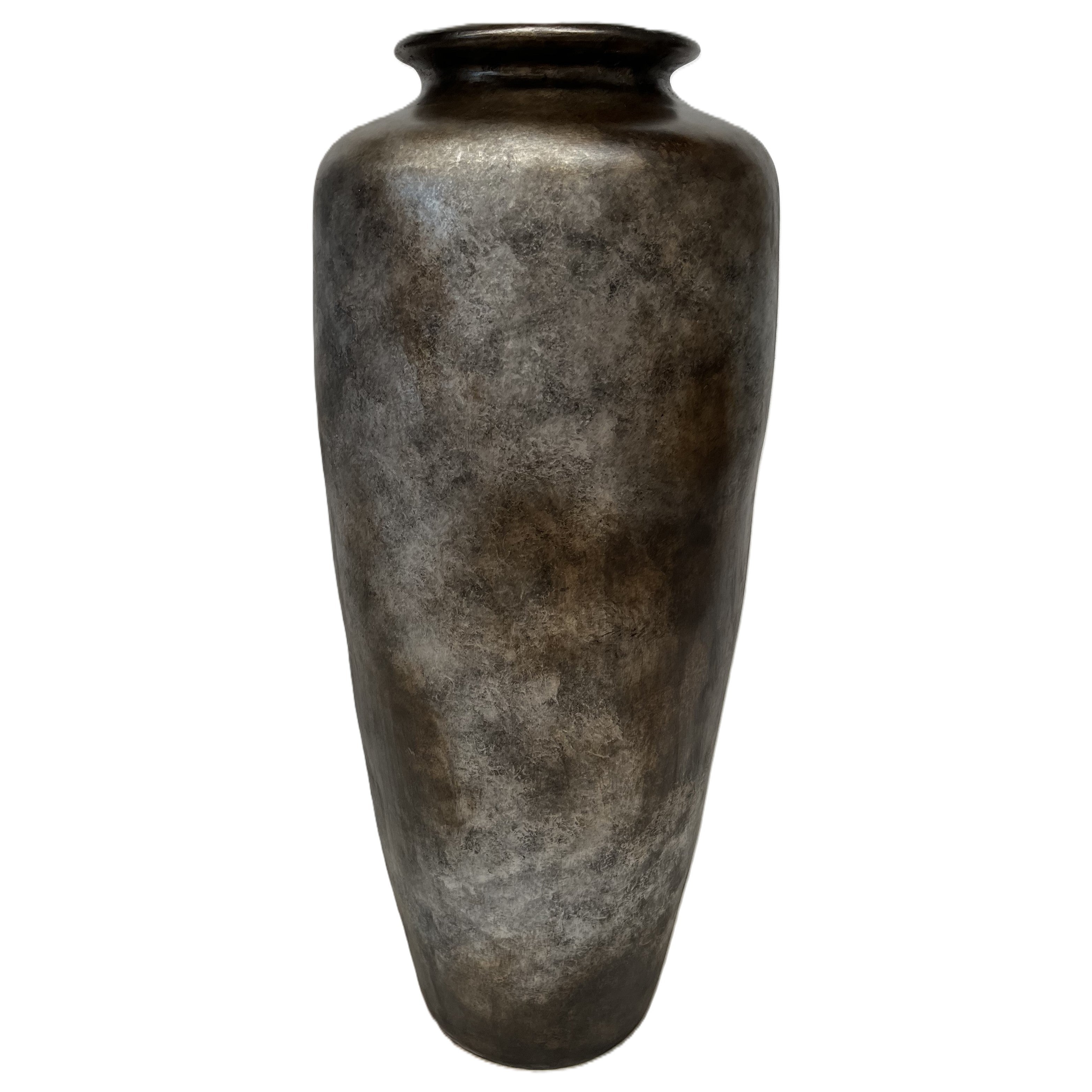 Medium Bronze and Silver Ceramic Floor Vase 14"W X 33"H