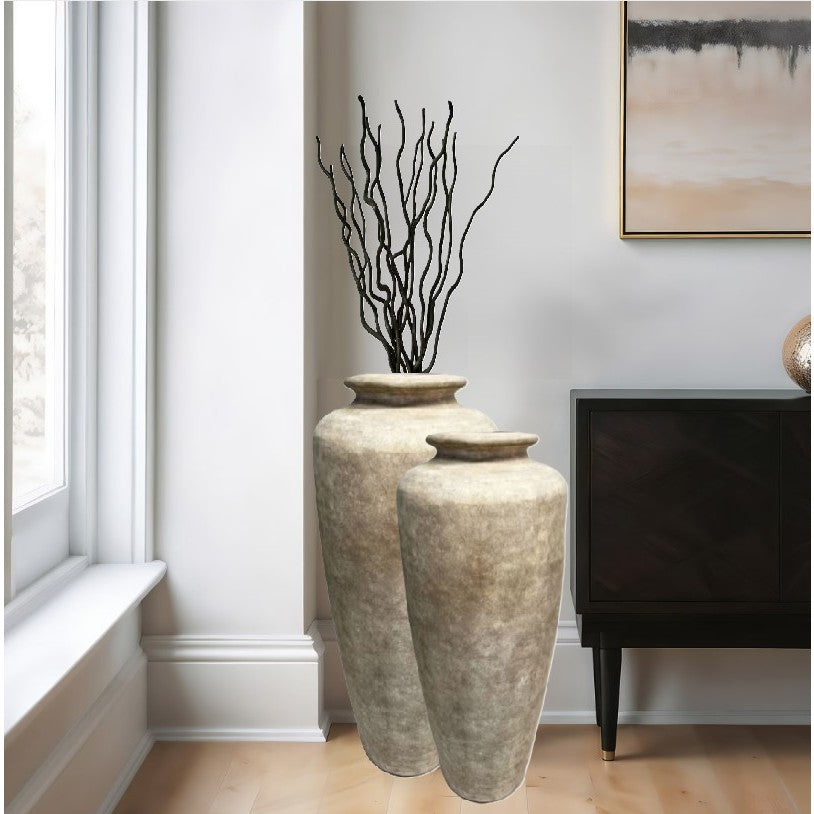 Medium Sand Japon Ceramic Floor Vase 14"W x 33"H
