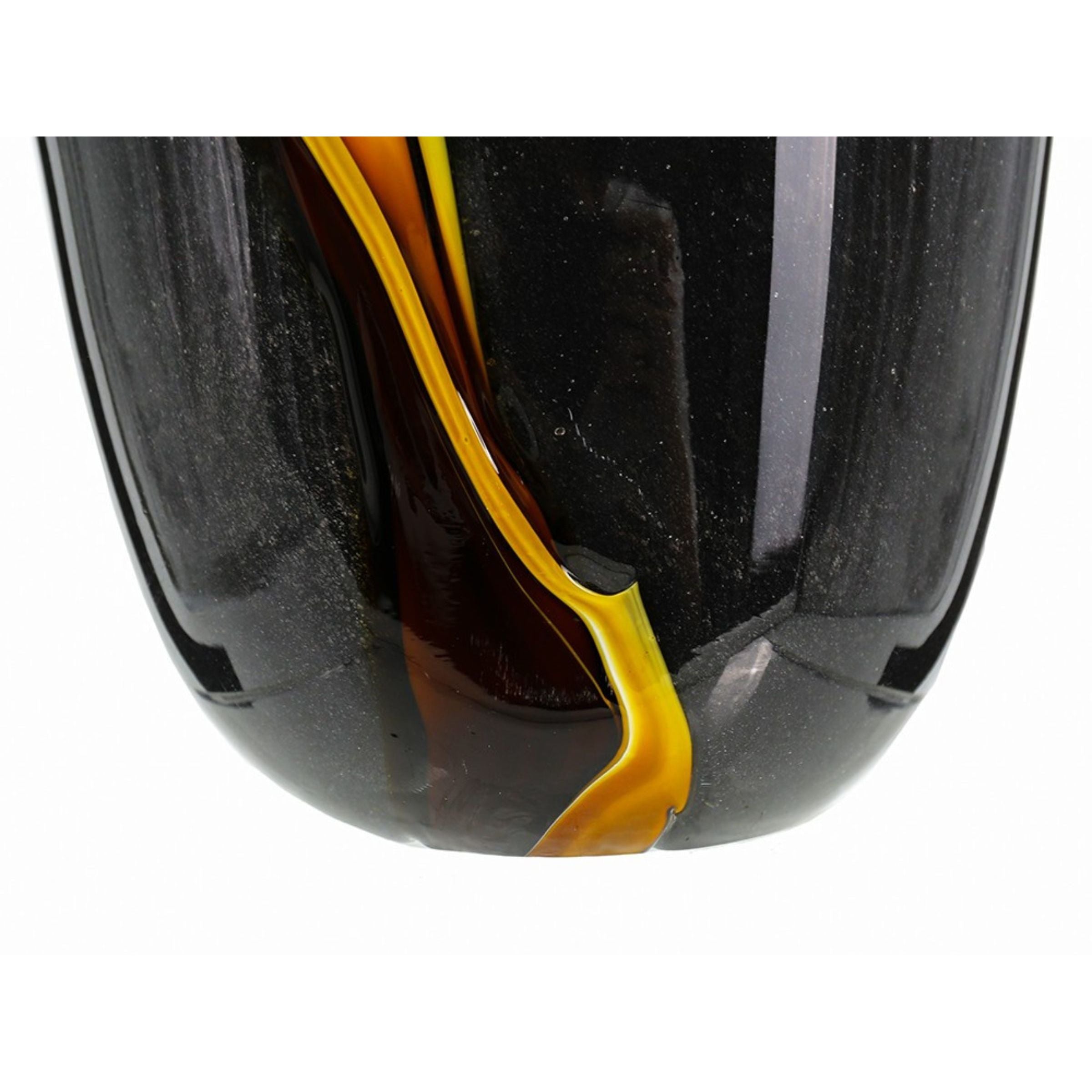 Small Black and Yellow Glass Vase 6.7"W x 11.8"H