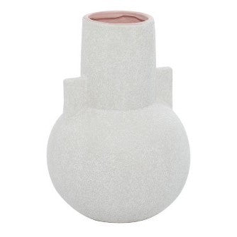 Small White Ceramic Handled Vase 8"W x 11"H