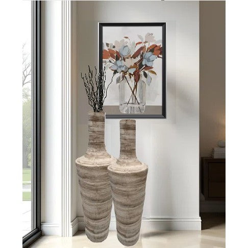 Brown and White Swirl Medium Floor Vase 15"W x 48"H