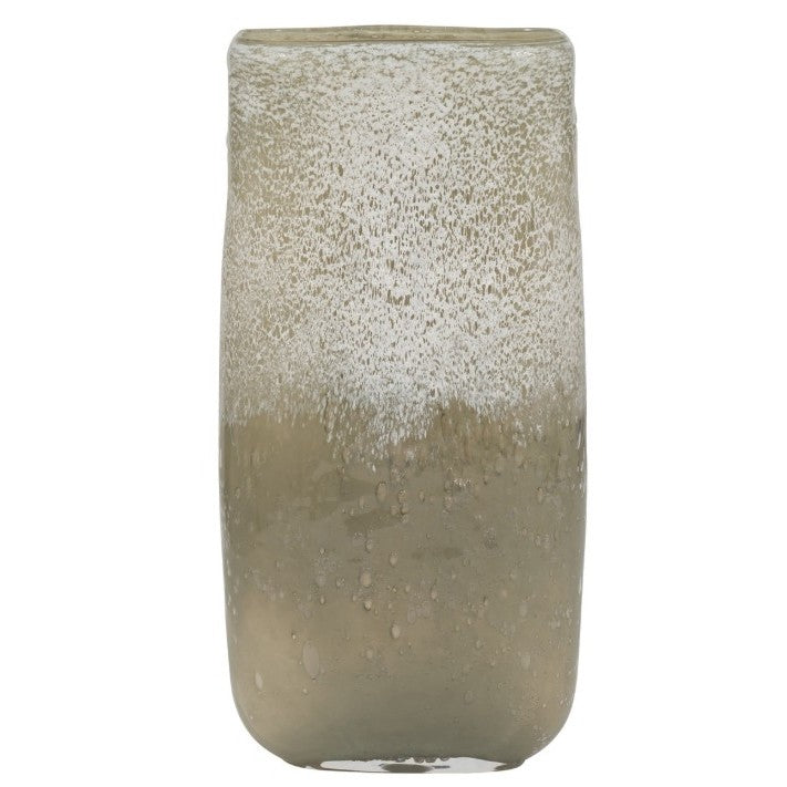 Tall Green Glass Vase 6"W x 13"H