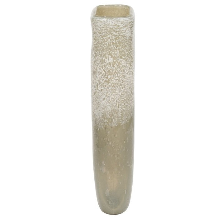 Tall Green Glass Vase 6"W x 13"H