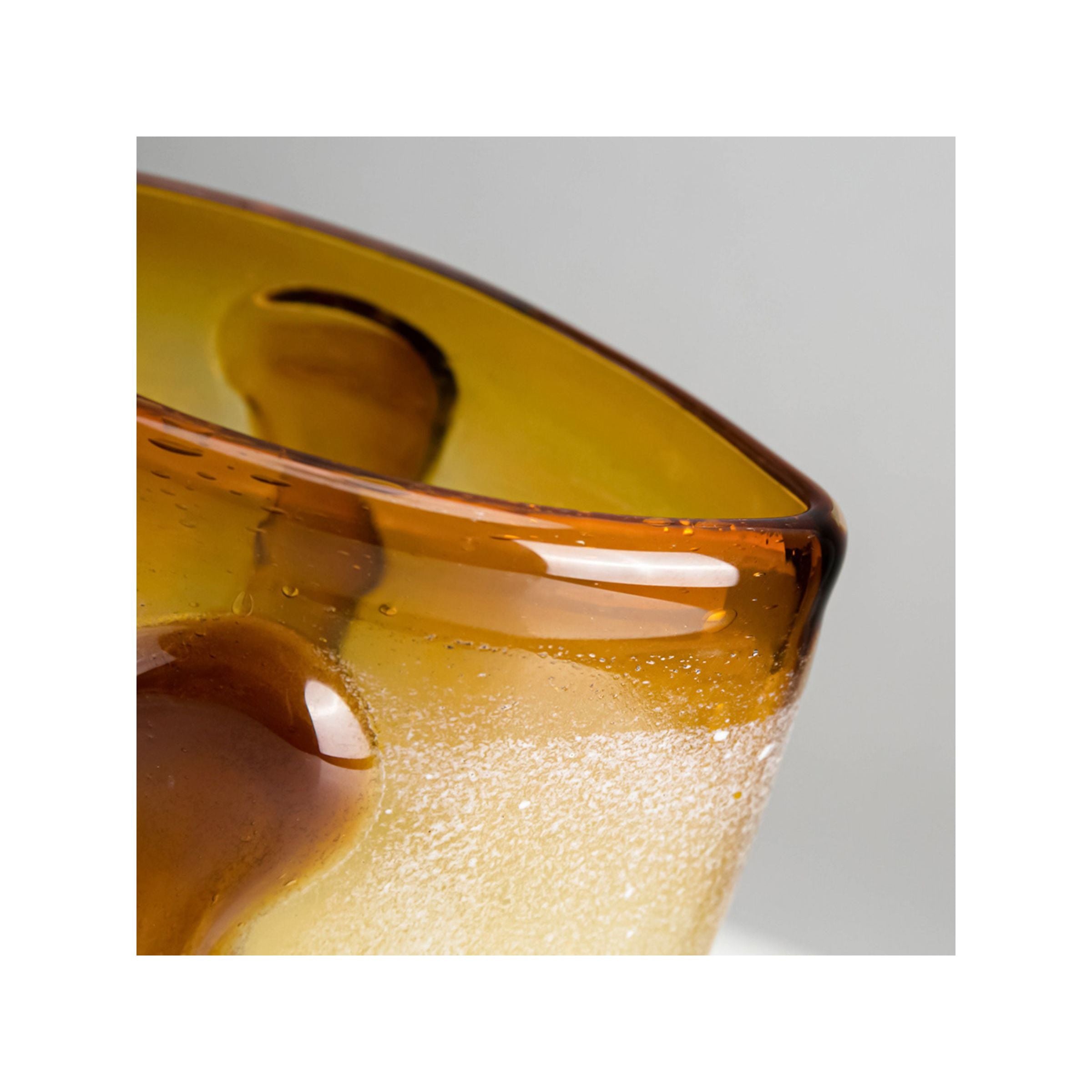 Large Amber and Cream Glass Vase 7"W x 14"H