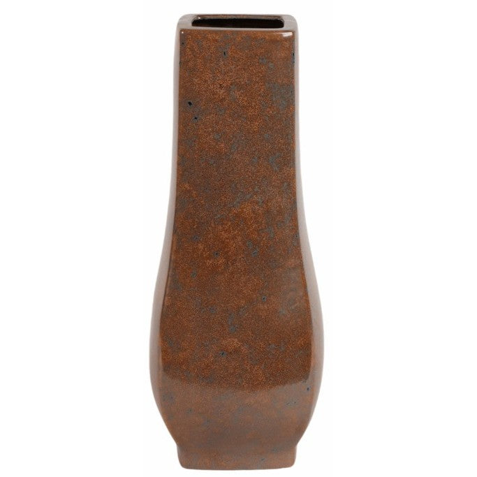 Tall Brown Ceramic Vase 7"W x 17"H