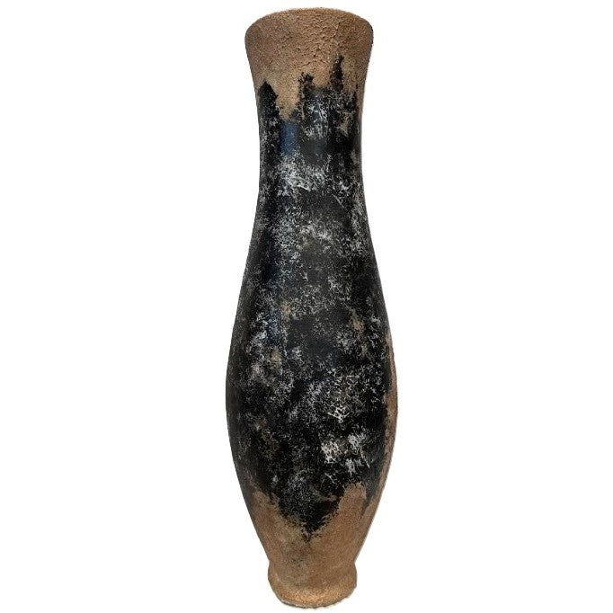 Small Brown and Black Ceramic Floor Vase 12"W X 37"H