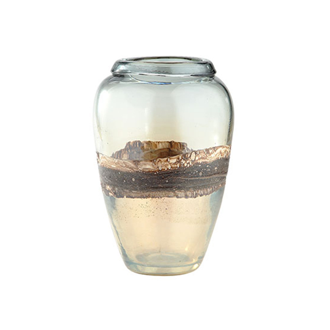 Medium Gold and Brown Vase 7"W x 10.5"H