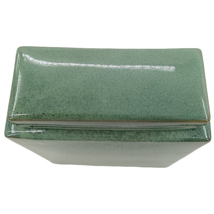 Small Green Ceramic Canister 10"W x 13"H