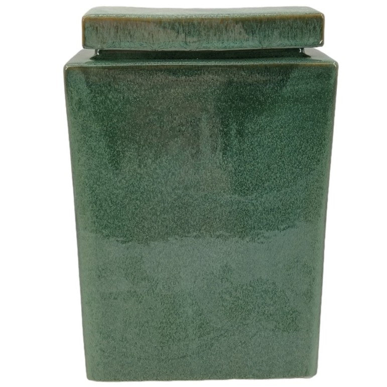 Large Green Ceramic Canister 11"W x 16"H