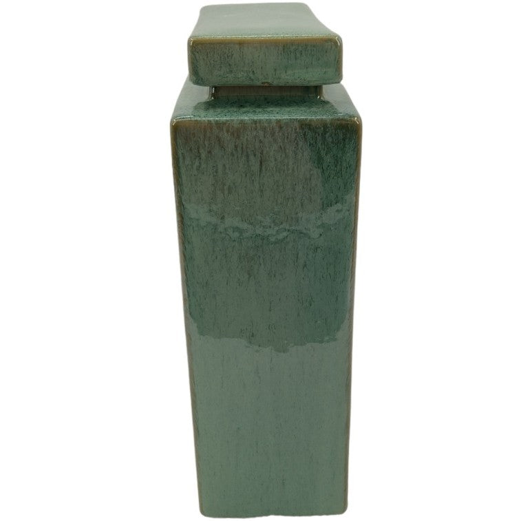 Large Green Ceramic Canister 11"W x 16"H