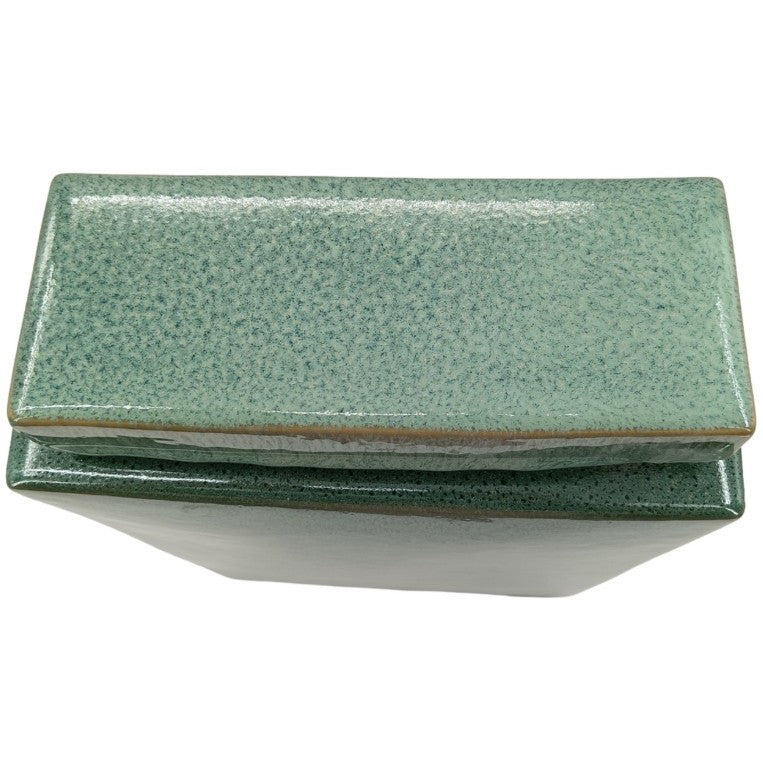 Large Green Ceramic Canister 11"W x 16"H