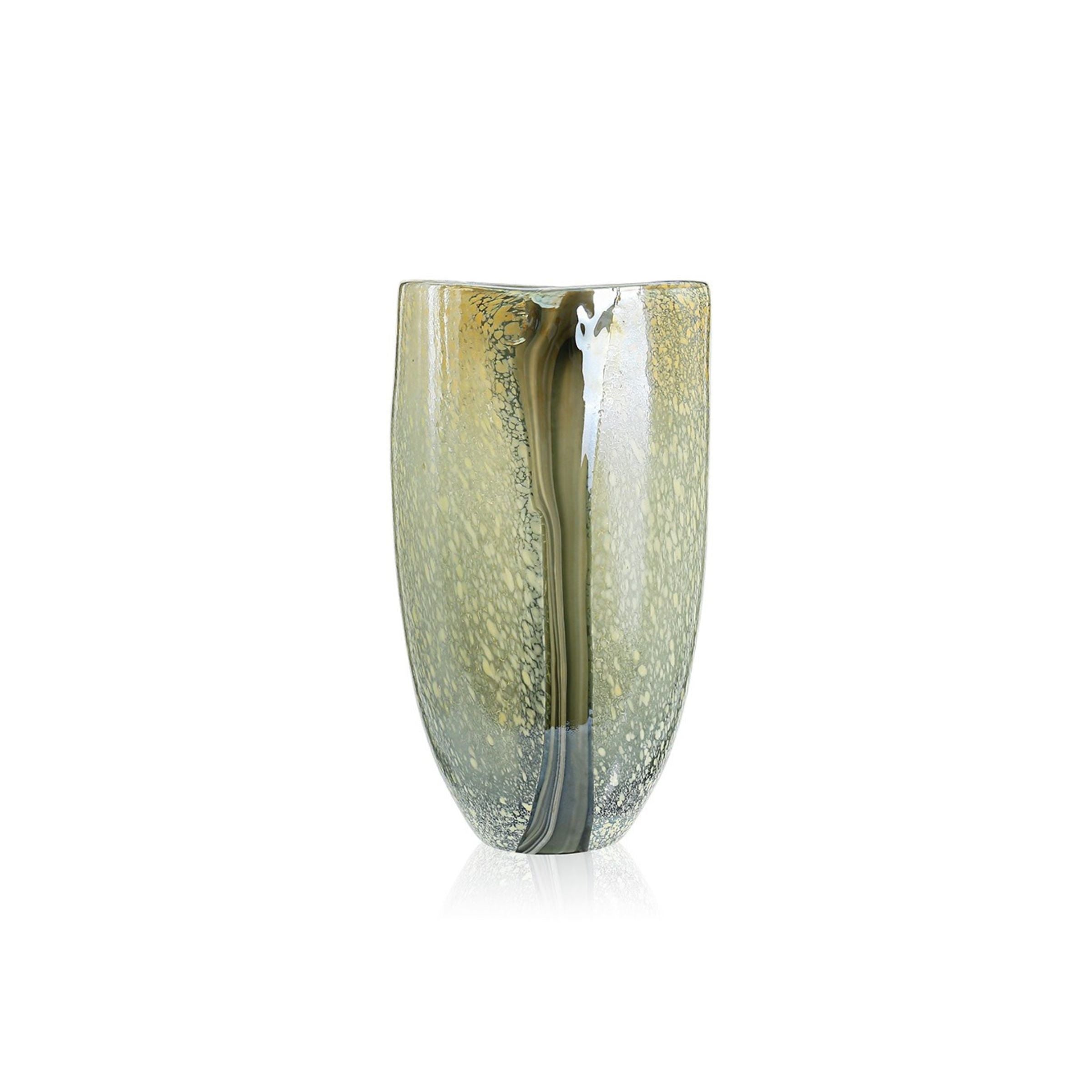 Small Frost and Green Glass Vase 7"W x 12"H