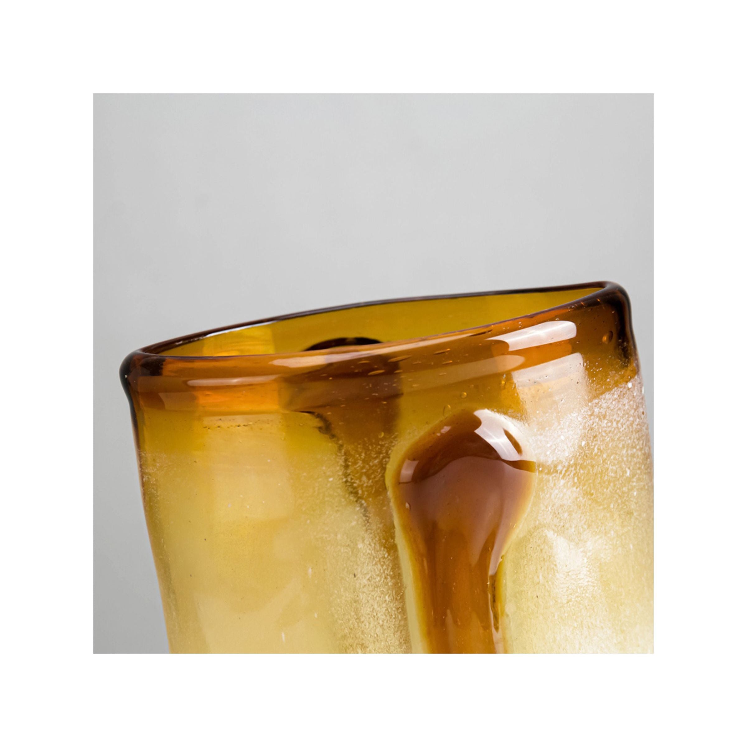 Small Amber and Cream Glass Vase 7"W x 10"H