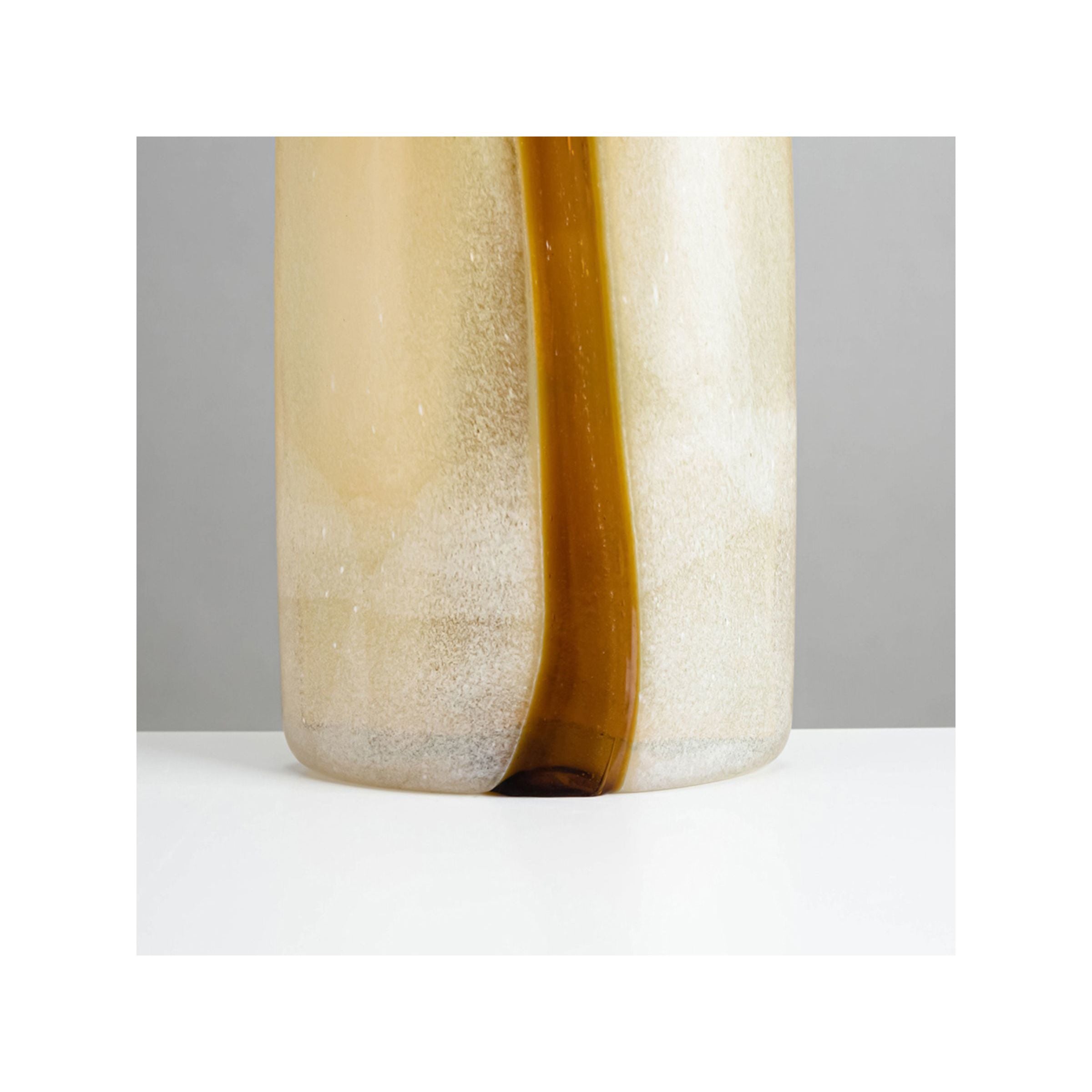Small Amber and Cream Glass Vase 7"W x 10"H