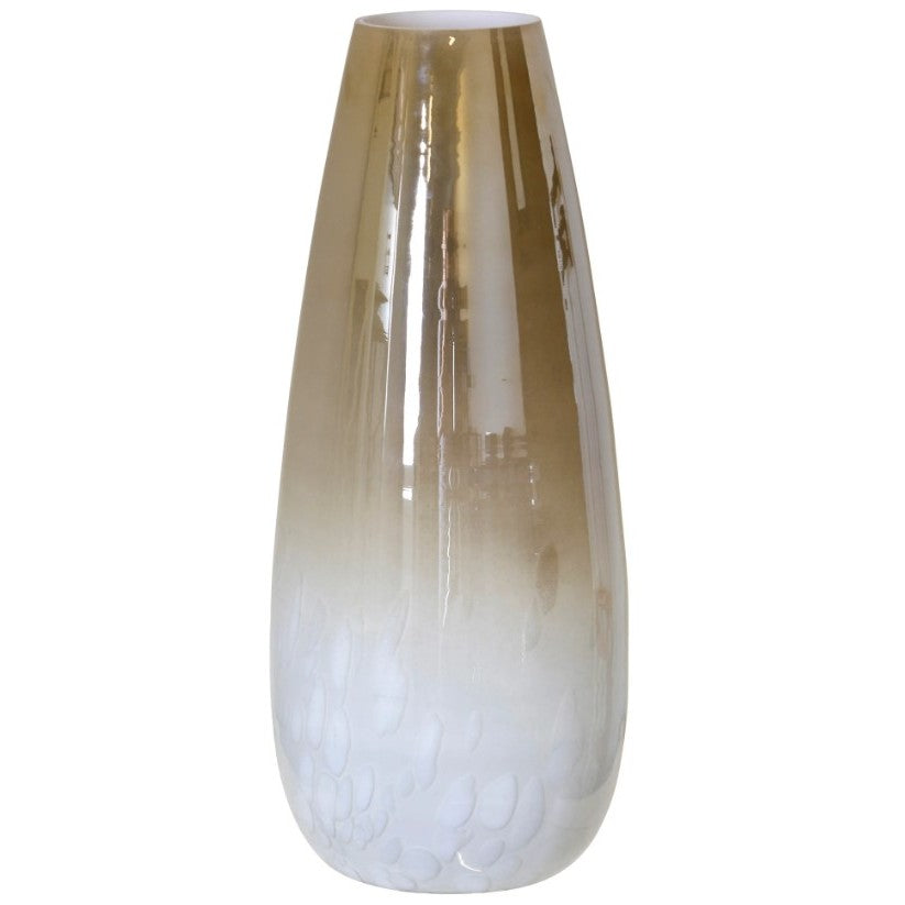 Gold and White Vase 7"W x 16"H