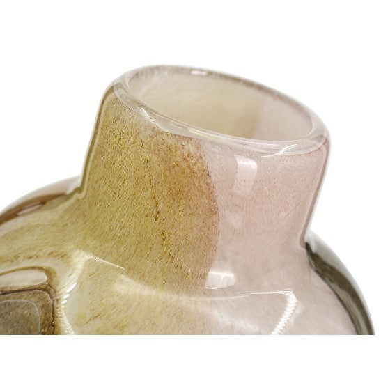 Small Tan, Blush, and Green Glass Vase 6"W x 10"H